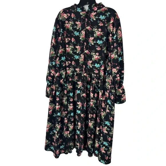 Modcloth Floral Print Mock Neck LS Dress Women's Plus Size 4X *Belt NOT Included - Picture 4 of 12
